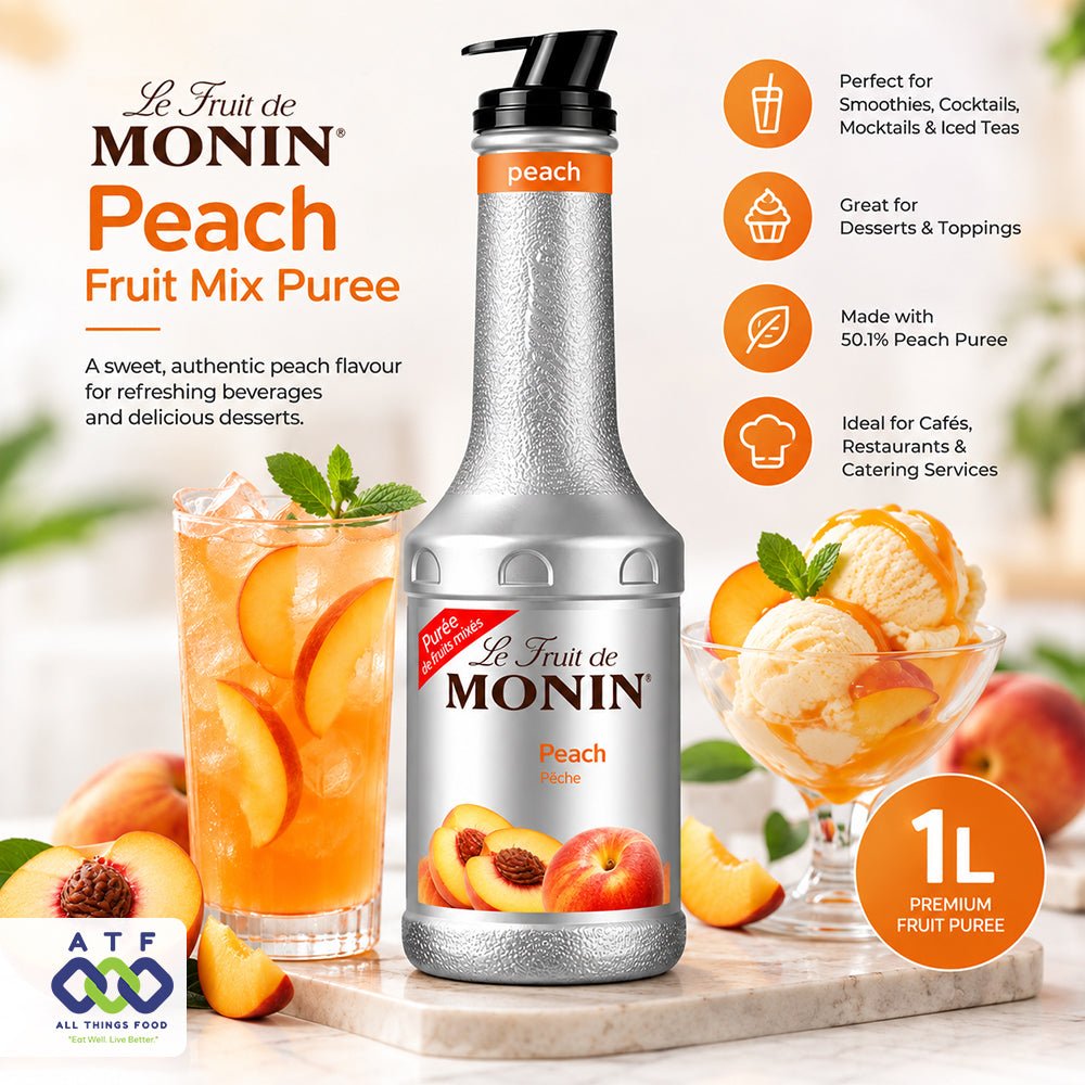 Monin Peach Fruit Mix Puree 1L Premium Peach Fruit Puree - SNH Packing