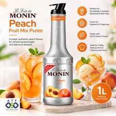 Monin Peach Fruit Mix Puree 1L Premium Peach Fruit Puree - SNH Packing