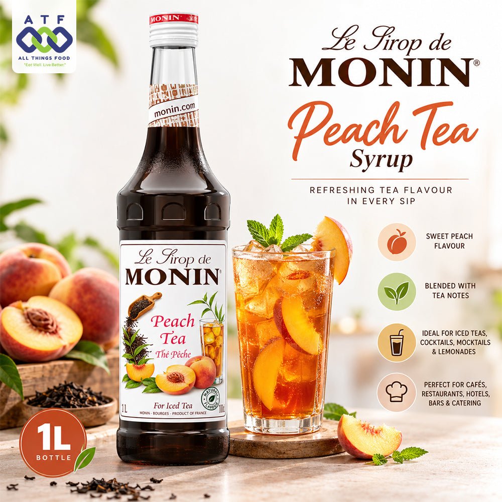 Monin Peach Tea Syrup 1L Premium Fruit Tea Beverage Syrup - SNH Packing