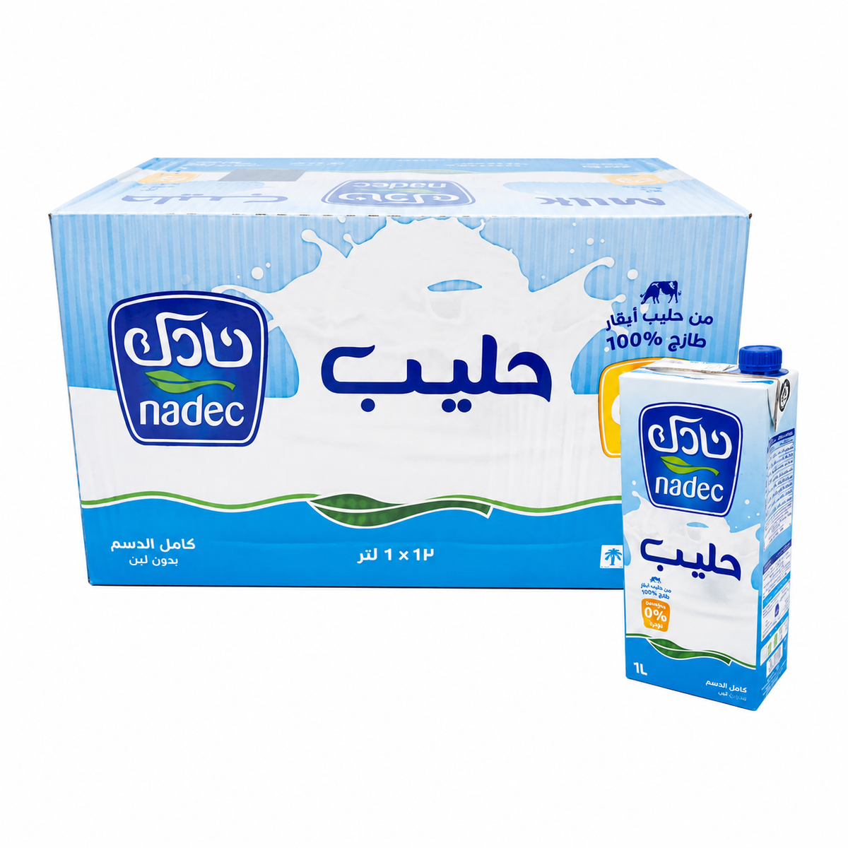 Nadec Full Fat Long Life Milk UHT 12 x 1L