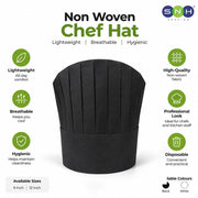 Non Woven Chef Hat 10 Pieces Black White 9 Inch 12 Inch - SNH Packing