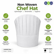Non Woven Chef Hat 10 Pieces Black White 9 Inch 12 Inch - SNH Packing