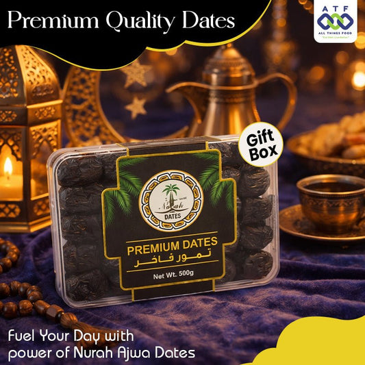 NURAH PREMIUM AJWA DATES 500GM - SNH Packing