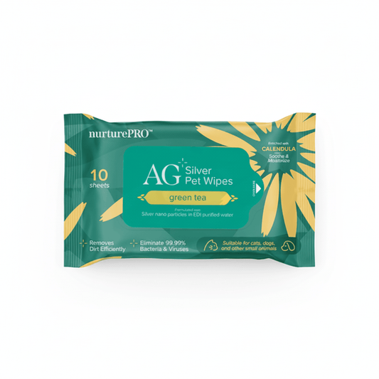 NurturePro AG+ Silver Pet Wet Wipes -Green Tea (10 Sheets/ Pack) - SNH Packing