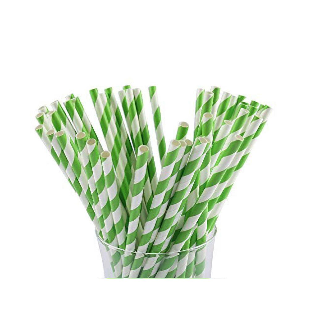 Paper Straw Green White 6 MM 250 Pieces - SNH Packing