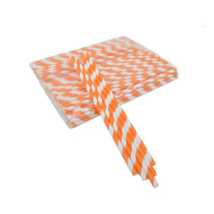 Paper Straw Orange White 6mm | Eco Friendly Disposable Straws - SNH Packing
