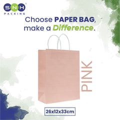 Pink Paper Bag 26X12X33CM Twisted Handle