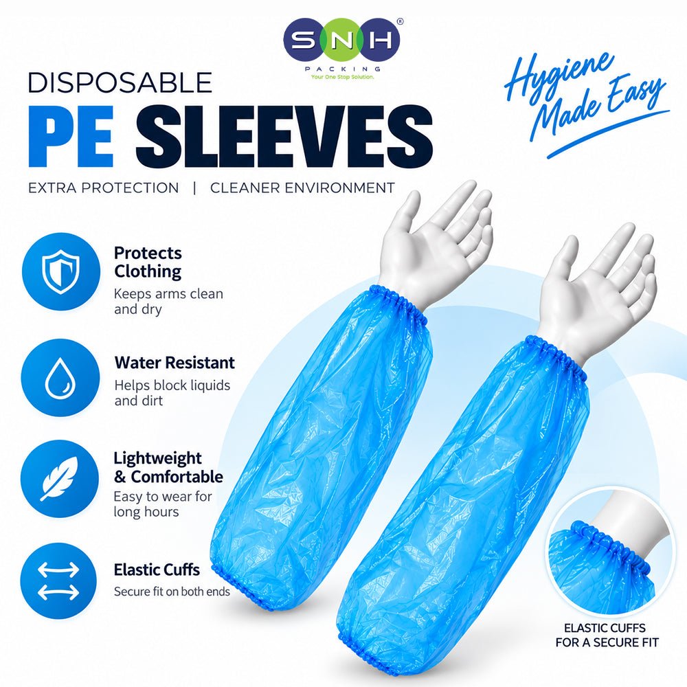PE Sleeve Cover Blue 20x100 Disposable Protective Sleeves - SNH Packing