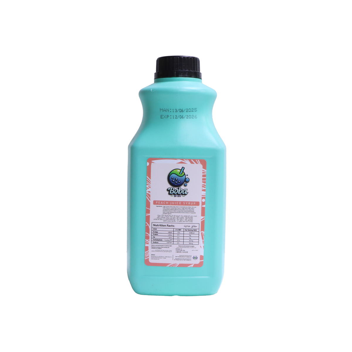 BOBA by ATF – Peach Juice Syrup 1.9L | Bubble Tea & Beverage Flavoring