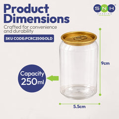 PET Can Clear Round with Gold Lid 55mm 250ml to 500ml - SNH Packing