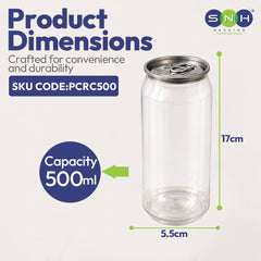 PET Can Clear Round with Silver Lid 55mm 250ML to 500ML - SNH Packing