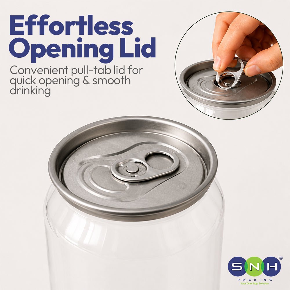 PET Can Clear Round with Silver Lid 55mm 250ML to 500ML - SNH Packing