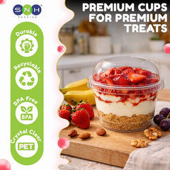 PET Dessert Cups SD15 SD20 6oz 8oz with Lids - SNH Packing