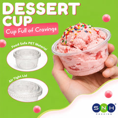 PET Dessert Cups SD15 SD20 6oz 8oz with Lids - SNH Packing