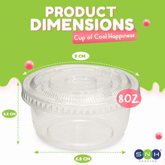 PET Dessert Cups SD15 SD20 6oz 8oz with Lids - SNH Packing