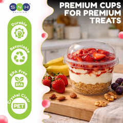 PET Dessert Cups SD15 SD20 6oz 8oz with Lids - SNH Packing