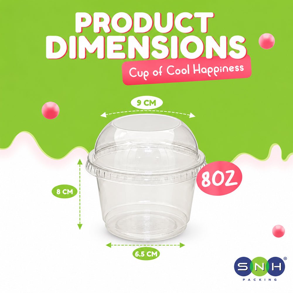 PET Dessert Cups SD15 SD20 6oz 8oz with Lids - SNH Packing