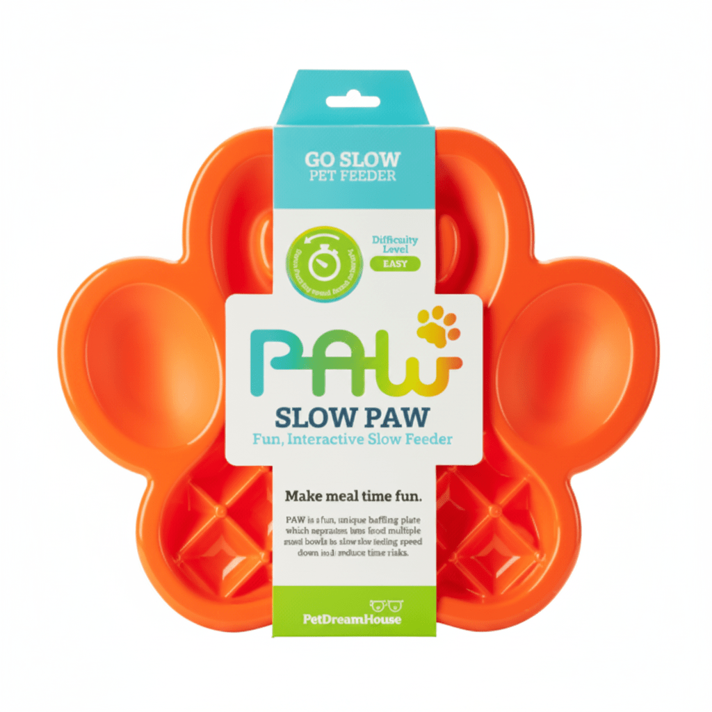 Pet Dream House Paw Orange Slow Feeding Pet Bowl - SNH Packing