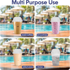 PET Juice Cups with Flat Dome Lids 8 OZ to 24 OZ - SNH Packing