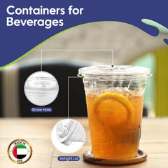 PET Juice Cups with Flat Dome Lids 8 OZ to 24 OZ - SNH Packing