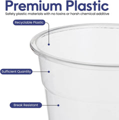 PET Juice Cups with Flat Dome Lids 8 OZ to 24 OZ - SNH Packing