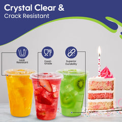 PET Juice Cups with Flat & Dome Lids – Clear Plastic Cups - SNH Packing