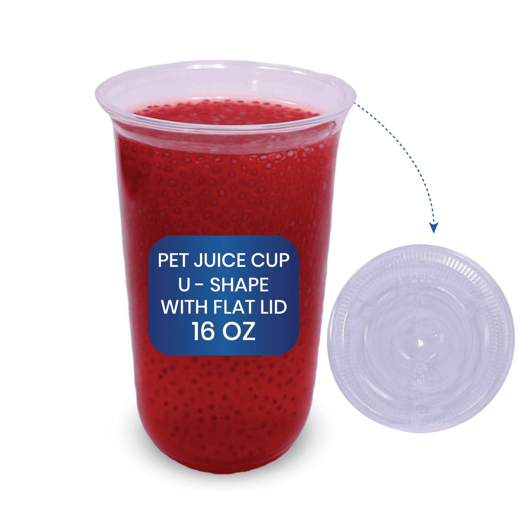 PET U Shape Juice Cups with Lids 10 OZ to 16 OZ - SNH Packing