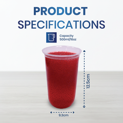 PET Juice Cups U-Shape with Flat & Dome Lids – 10oz to 16oz | Clear Disposable Beverage Cups | 1000 PCS