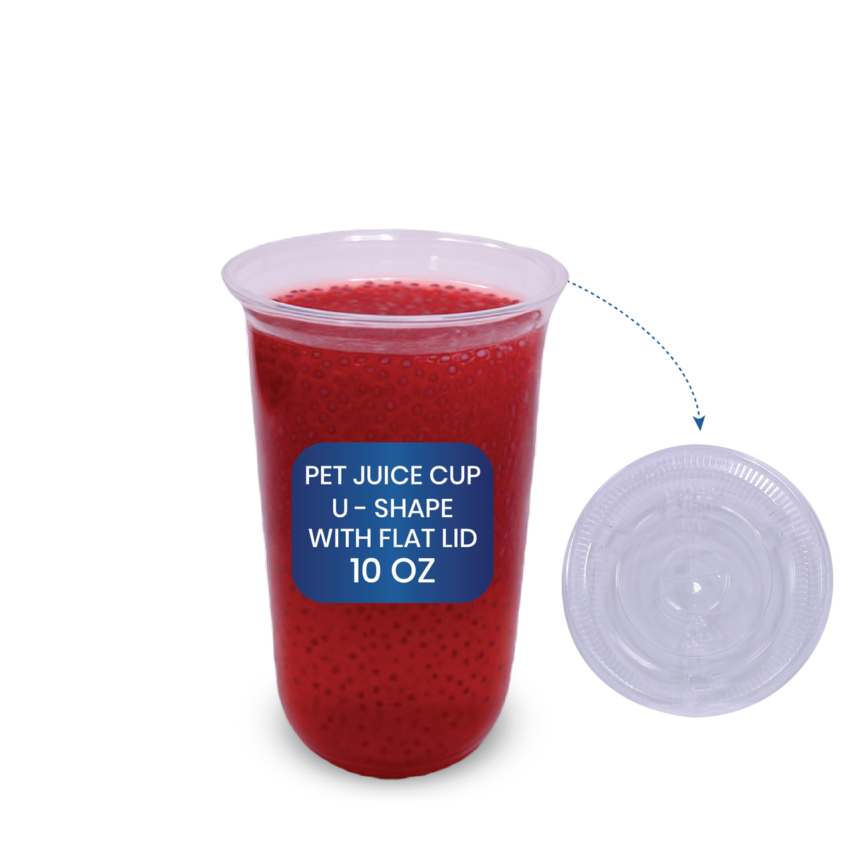 PET Juice Cups U-Shape with Flat & Dome Lids – 10oz to 16oz | Clear Disposable Beverage Cups | 1000 PCS