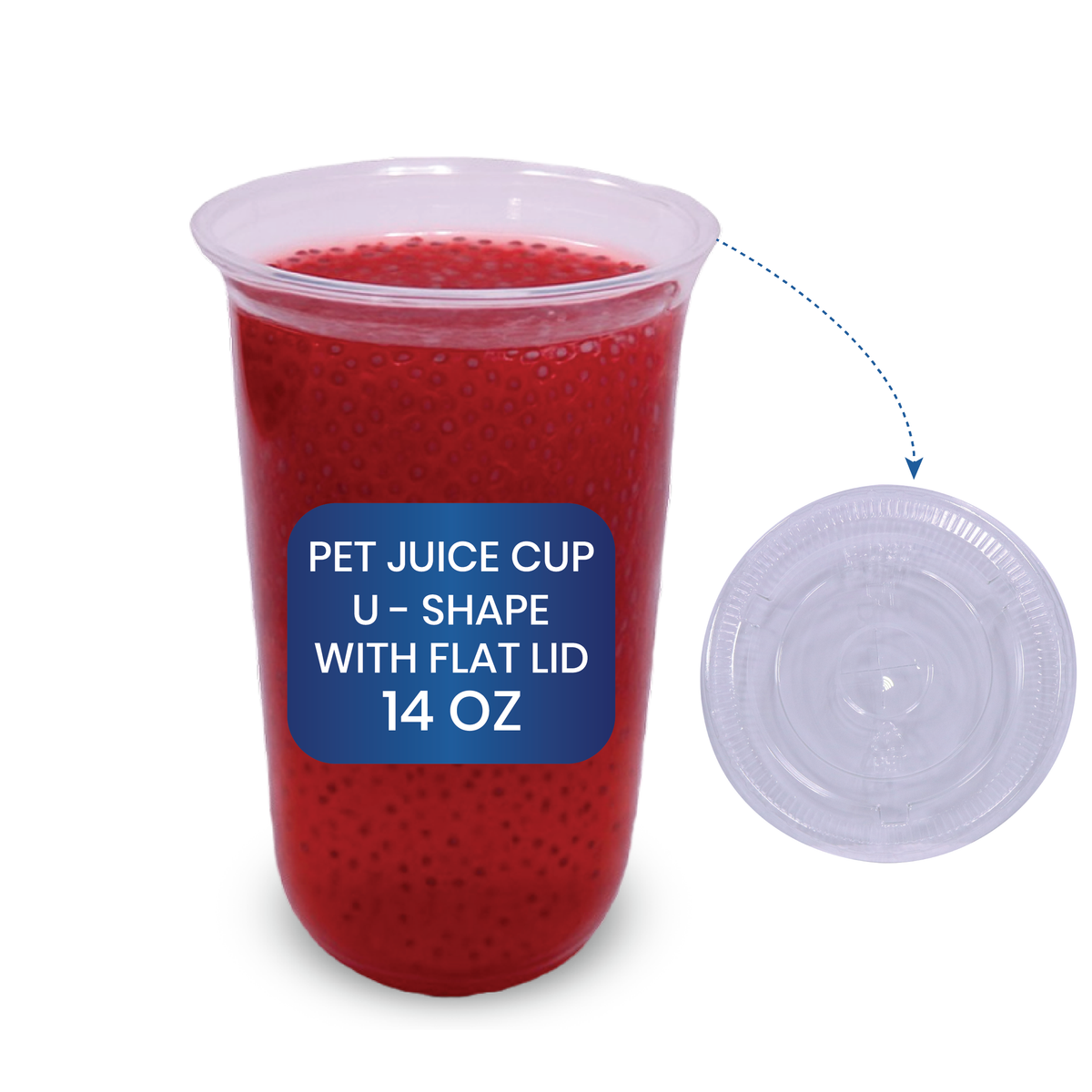 PET Juice Cups U-Shape with Flat & Dome Lids – 10oz to 16oz | Clear Disposable Beverage Cups | 1000 PCS