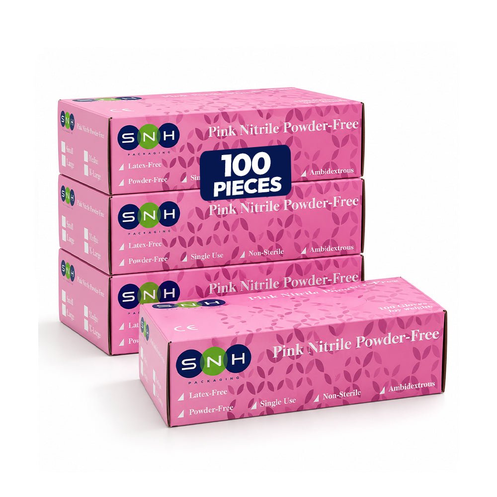Pink Nitrile Gloves 100 Pcs x 10 Pkt - Nitrile Exam Gloves - SNH Packing