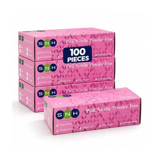 Pink Nitrile Gloves 100 Pcs x 10 Pkt - Nitrile Exam Gloves - SNH Packing