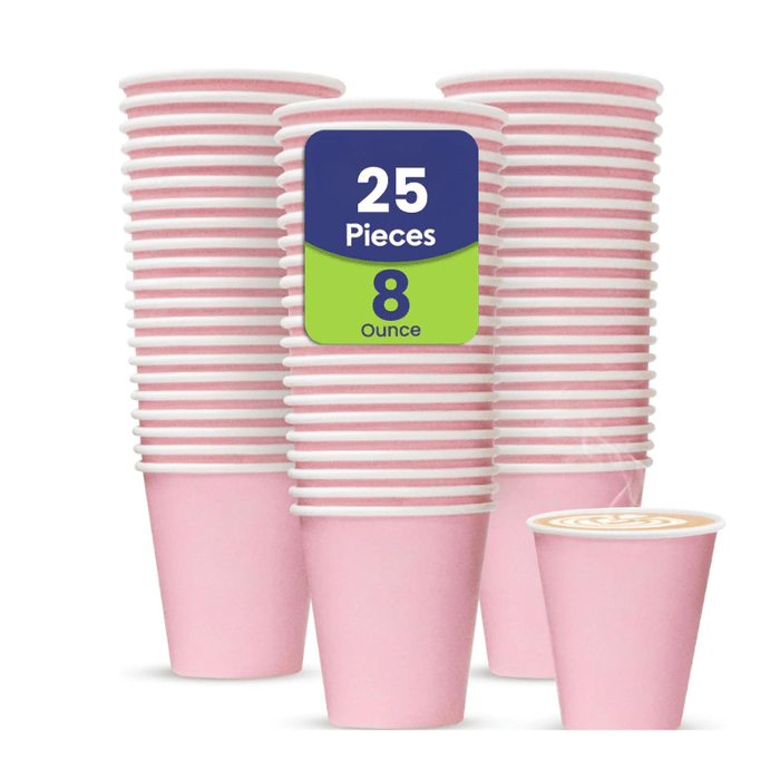 Pink Single Wall Paper Cup  Disposable Hot & Cold Drinks