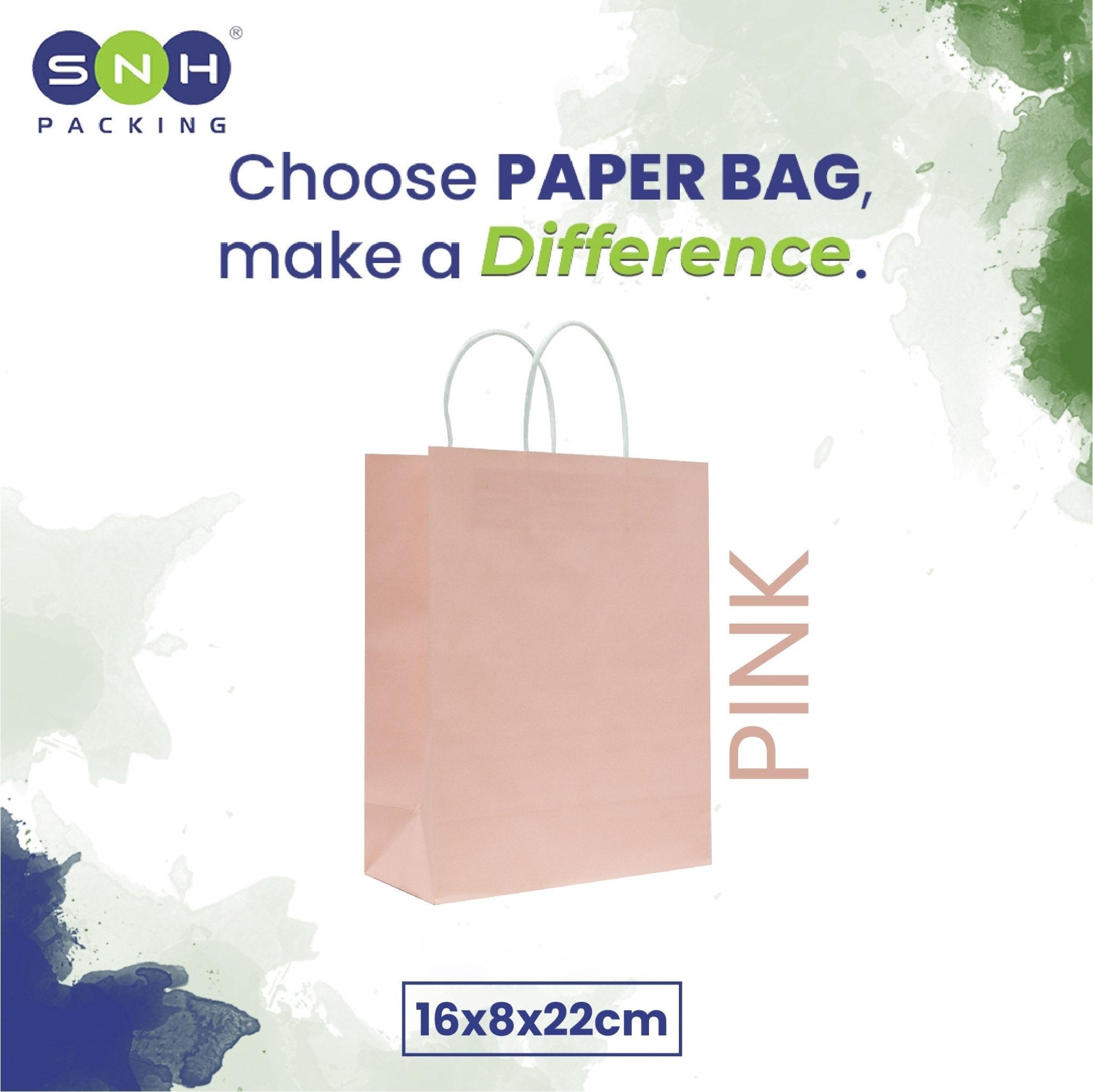 Pink Twisted Handle Paper Bags | Durable Kraft Bags - SNH Packing