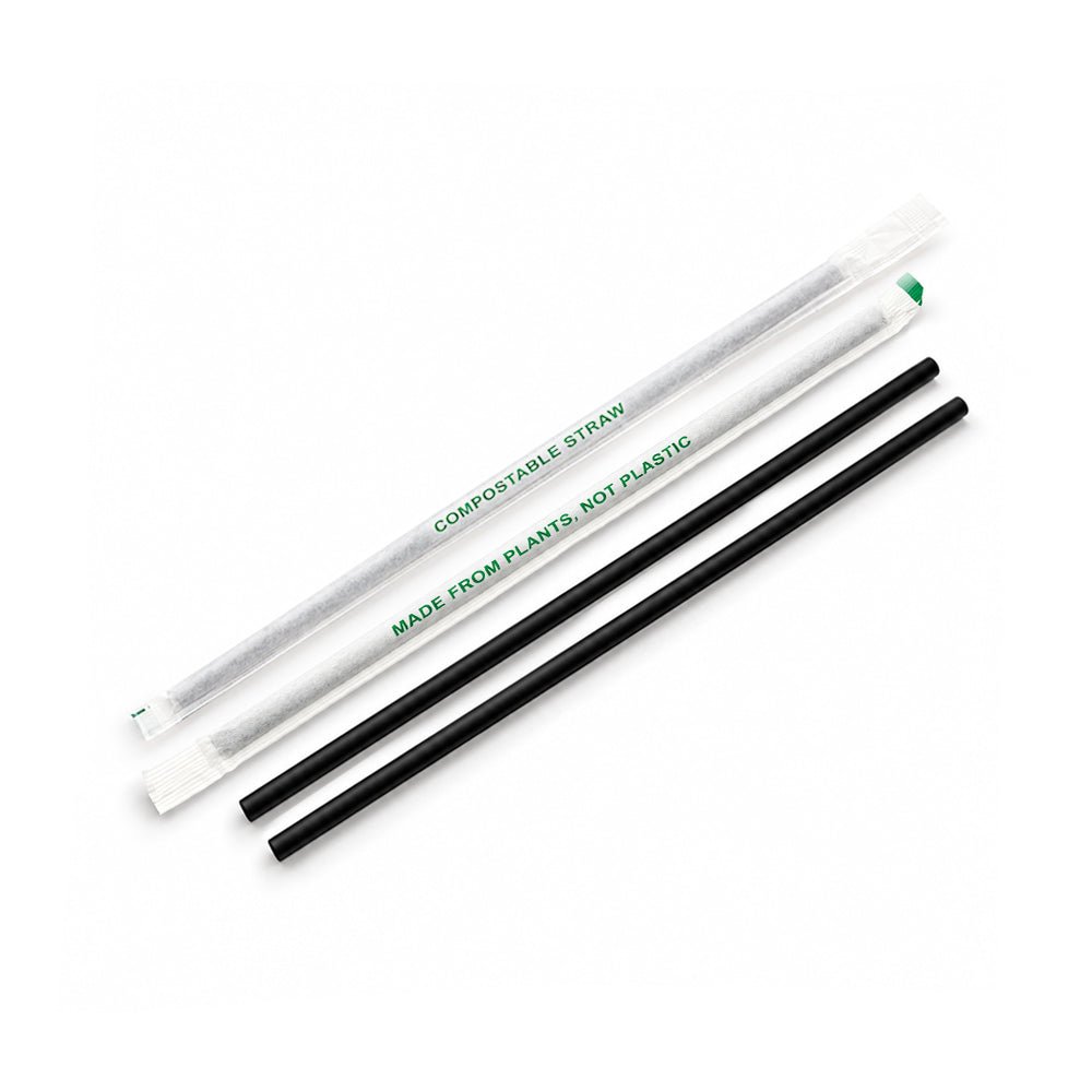 PLA Black Straws Individually Wrapped 100 PCS Eco Friendly - SNH Packing