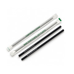 PLA Black Straws Individually Wrapped 100 PCS Eco Friendly - SNH Packing