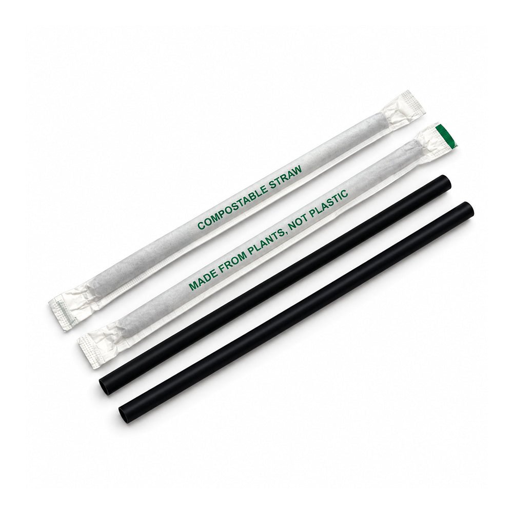 PLA Black Straws Individually Wrapped 100 PCS Eco Friendly - SNH Packing
