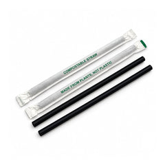 PLA Black Straws Individually Wrapped 100 PCS Eco Friendly - SNH Packing