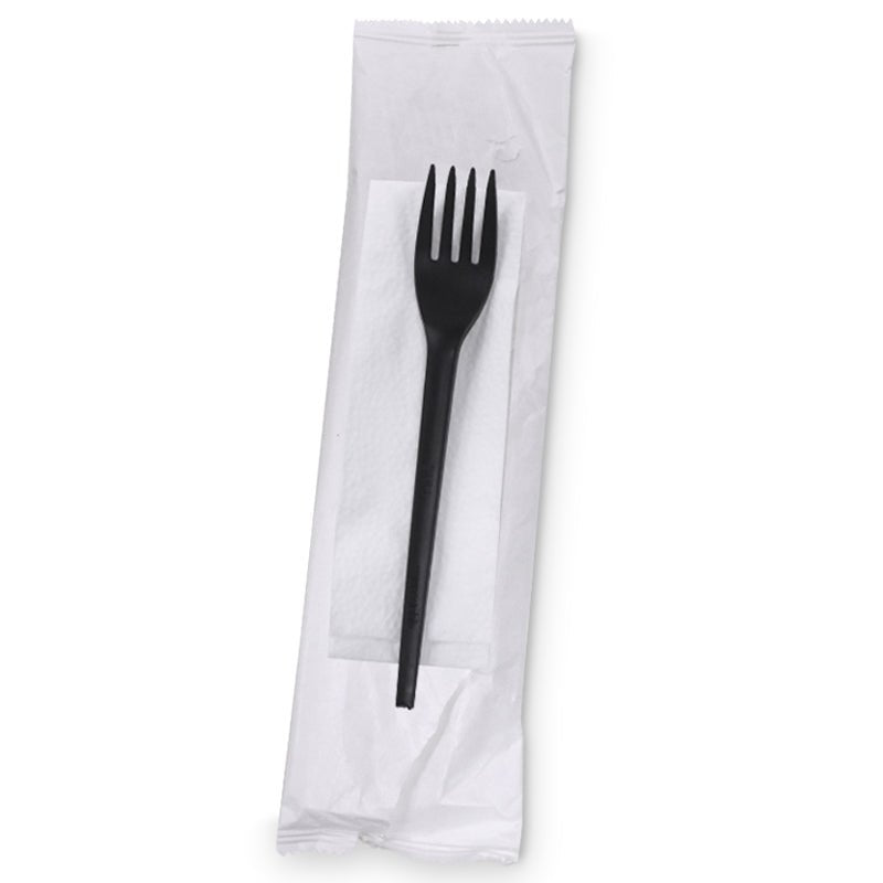 PLA Cutlery Pack Black – Fork & Napkin Eco - Friendly Set - SNH Packing