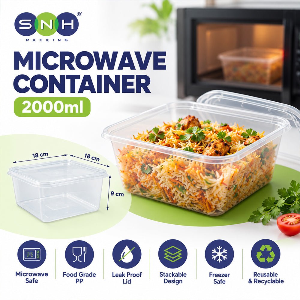 Square Plastic Containers with Lids 2000ml 