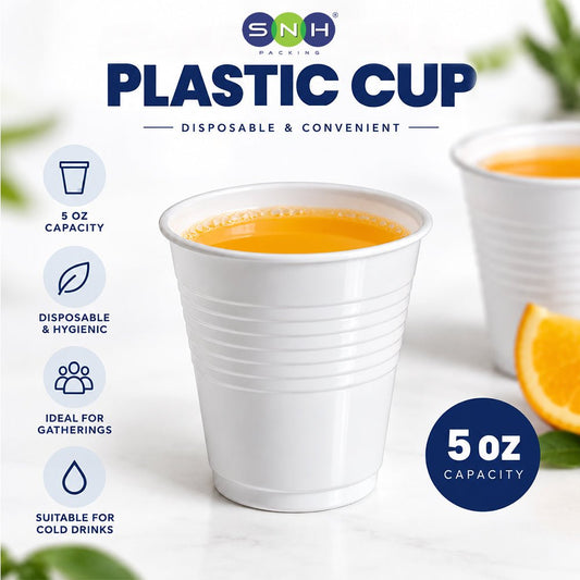 Plastic Cup 5 OZ White Disposable Beverage Cup 50 Pieces - SNH Packing