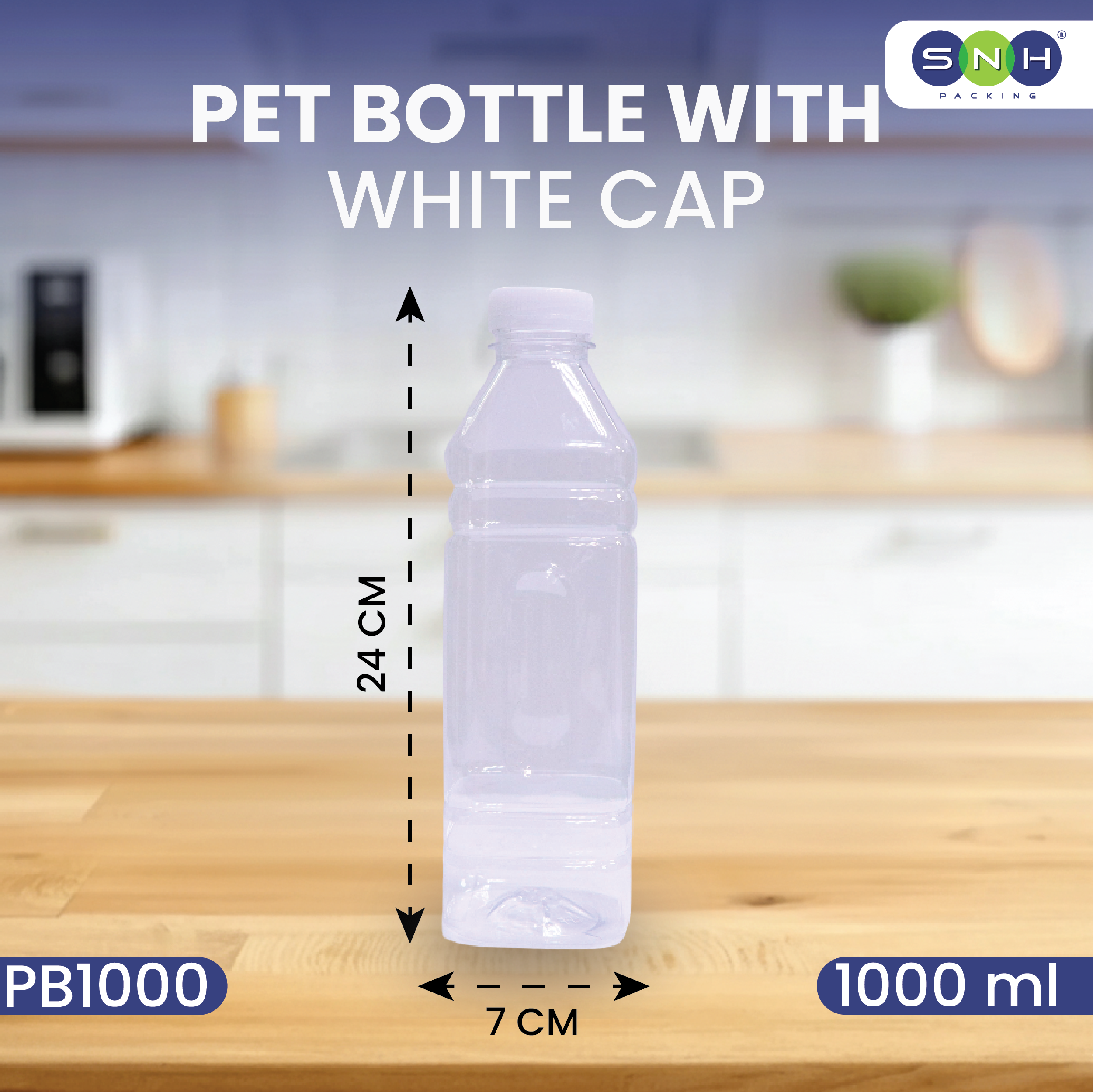PET Bottles with Caps – Square | Multiple Sizes | Clear, Food-Grade & Leak-Proof Beverage Bottles (Black & White Caps Available)