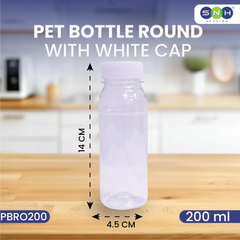 PET Bottles with Caps – Round | Multiple Sizes | Clear Food-Grade Plastic | Leak-Proof, Reusable & Available in Bulk