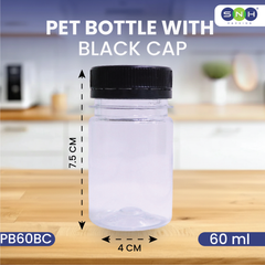 Round PET Bottles with Black or White Caps | Clear, Leak-Proof & Food-Grade (60ml–500ml)