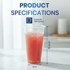 PP Juice Cups Clear 16oz 24oz 90 95 DIA Disposable Cups - SNH Packing