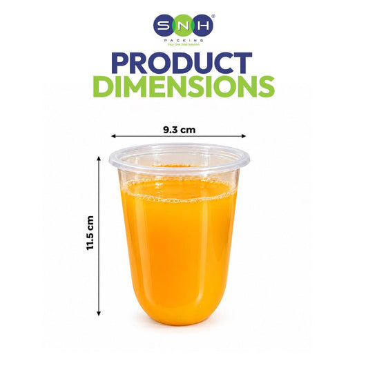 PP Juice Cups U Shape Clear 95mm 16oz 24oz Leak Proof - SNH Packing