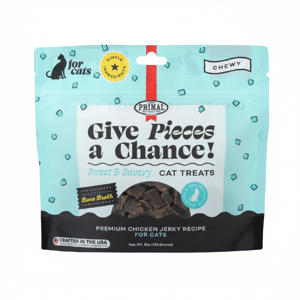 Primal Give Pieces A Chance Chicken with Broth for cats! Jerky Treat 4oz - SNH Packing
