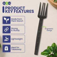 PSM Disposable Black Cutlery Fork Knife Spoon Heavy Duty - SNH Packing