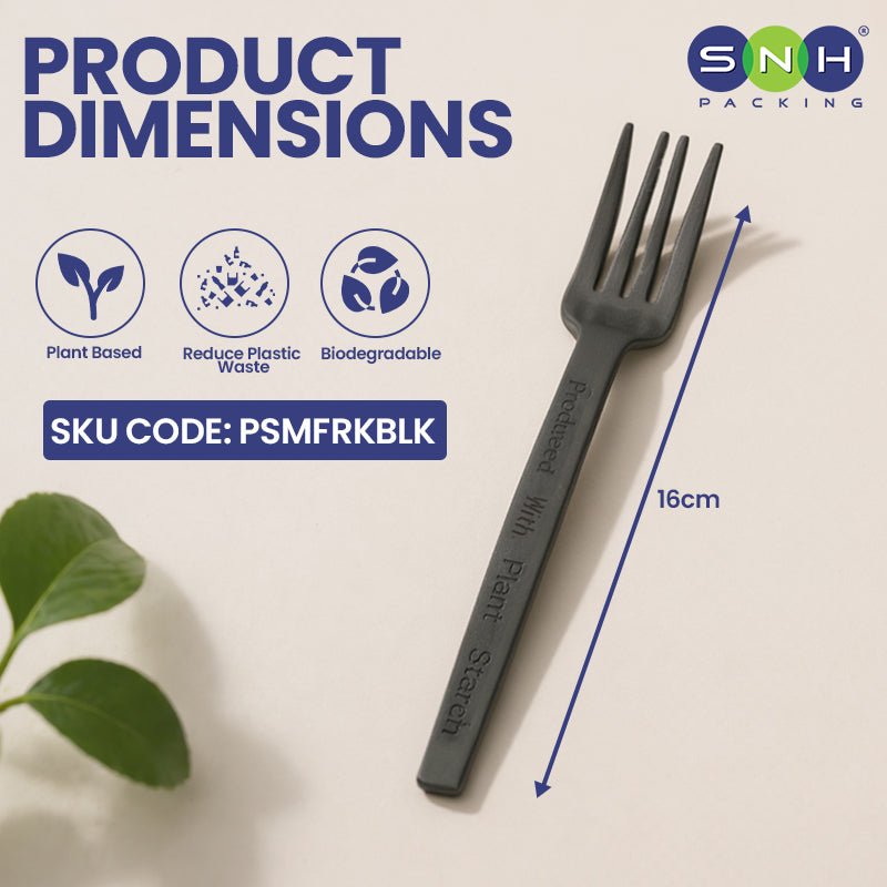 PSM Disposable Black Cutlery Fork Knife Spoon Heavy Duty - SNH Packing