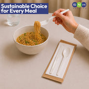PSM White Cutlery Pack 4x1 Wrapped Eco Friendly Disposable Set - SNH Packing